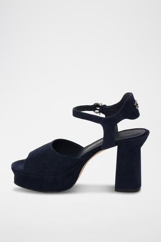 Sandales plateformes en cuir - Bleu