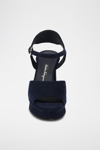 Sandales plateformes en cuir - Bleu