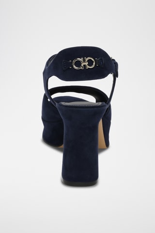 Sandales plateformes en cuir - Bleu