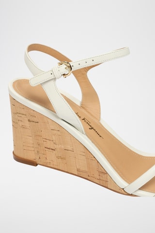 Sandales compensées en cuir - Blanc