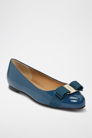 Ballerines vernies en cuir - Bleu