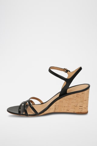 Sandales compensées en cuir - Noir