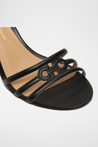 Sandales compensées en cuir - Noir