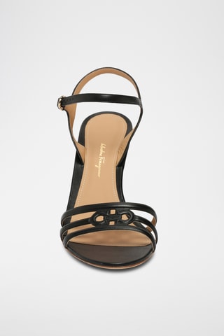 Sandales compensées en cuir - Noir