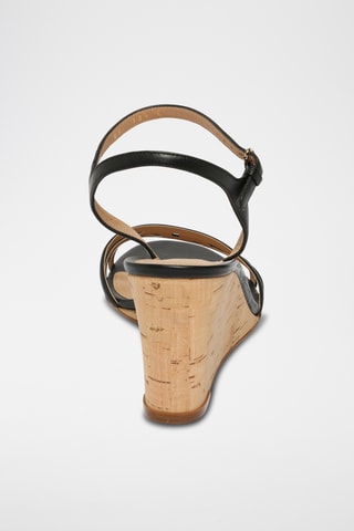 Sandales compensées en cuir - Noir