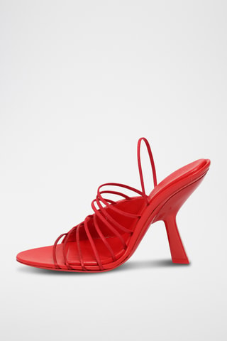 Mules à talons vernies en cuir - Blanc et noir