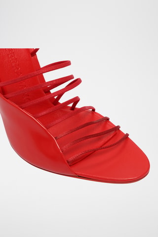 Mules à talons vernies en cuir - Blanc et noir