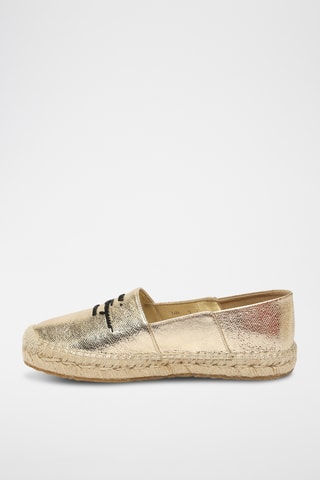 Espadrilles compensées en cuir - Beige