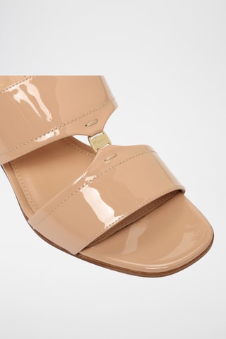 Mules à talons vernies en cuir - Beige