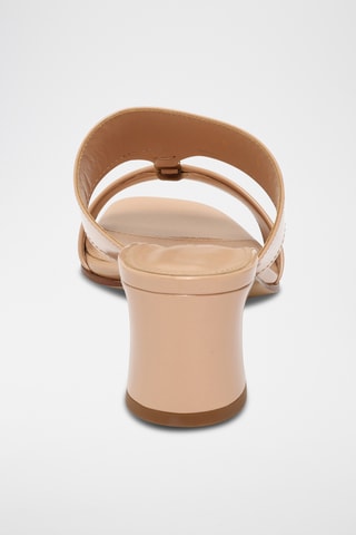 Mules à talons vernies en cuir - Beige