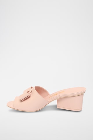 Mules à talons en cuir - Rose