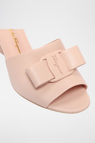 Mules à talons en cuir - Rose
