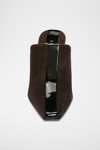 Mules à talons vernies en cuir suédé - Marron
