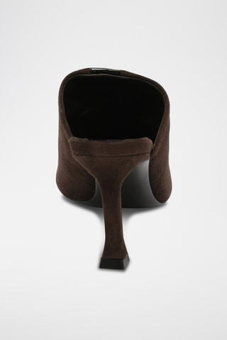 Mules à talons vernies en cuir suédé - Marron