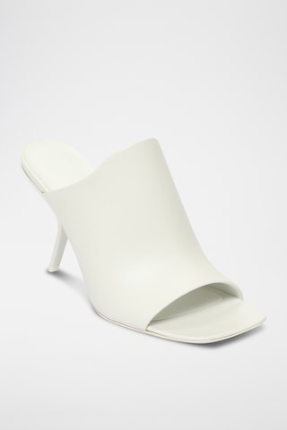 Mules à talons en cuir - Blanc