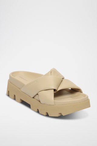 Mules plateformes en cuir - Beige