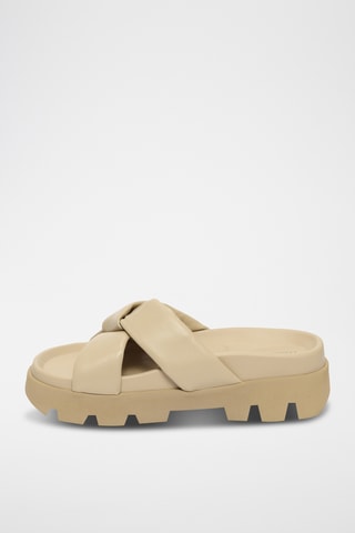 Mules plateformes en cuir - Beige