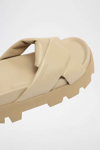 Mules plateformes en cuir - Beige