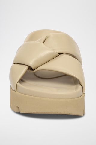 Mules plateformes en cuir - Beige