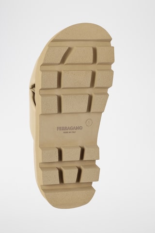 Mules plateformes en cuir - Beige
