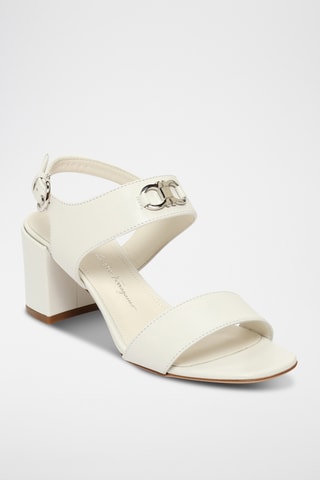 Sandales à talons en cuir - Blanc