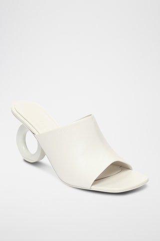 Mules à talons en cuir - Rose