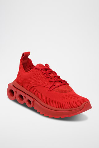 Baskets plateformes en cuir - Rouge