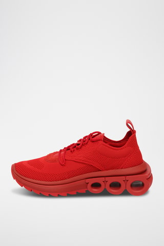 Baskets plateformes en cuir - Rouge