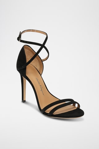 Sandales à talons en cuir suédé - Noir