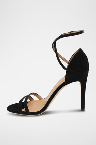 Sandales à talons en cuir suédé - Noir