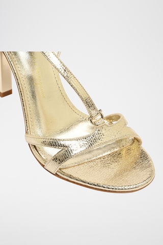 Sandales à talons en cuir - Doré