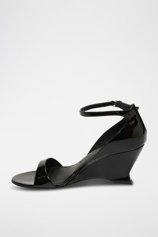Sandales à talons vernies en cuir - Noir