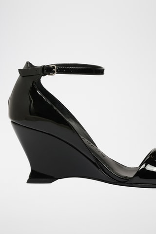 Sandales à talons vernies en cuir - Noir