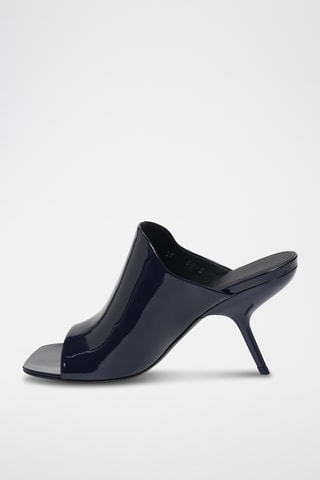 Mules à talons vernies en cuir - Bleu