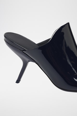 Mules à talons vernies en cuir - Bleu