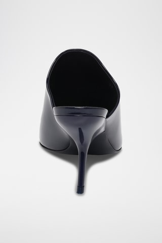 Mules à talons vernies en cuir - Bleu