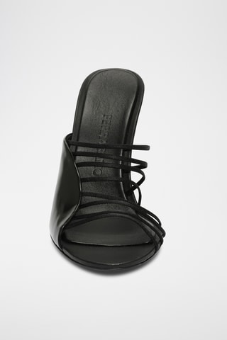 Mules à talons vernies en cuir - Noir