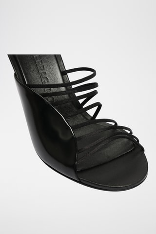 Mules à talons vernies en cuir - Noir
