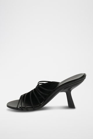 Mules à talons vernies en cuir - Noir