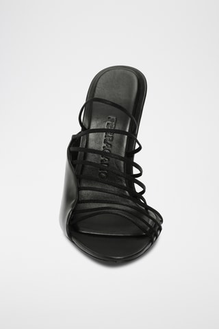 Mules à talons vernies en cuir - Noir