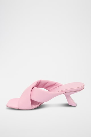 Mules à talons en cuir - Rose
