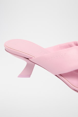 Mules à talons en cuir - Rose
