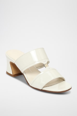 Mules à talons vernies en cuir - Blanc
