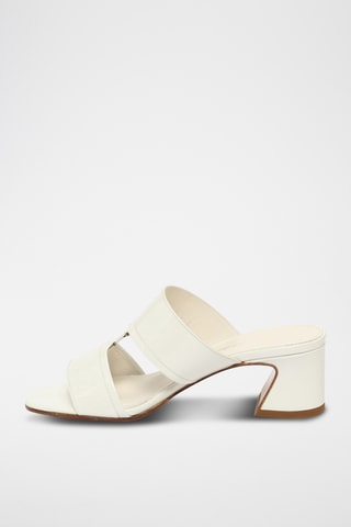 Mules à talons vernies en cuir - Blanc