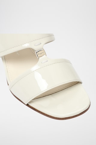 Mules à talons vernies en cuir - Blanc