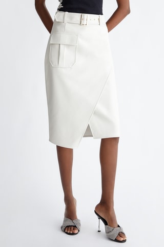 Asymmetrisch Rok Hoge Taille - Wit