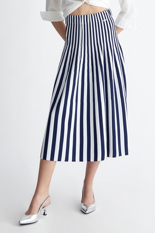 Jupe midi taille haute - Bleu foncé
