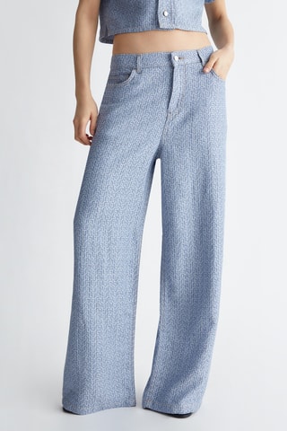 Jean baggy en lin - Bleu