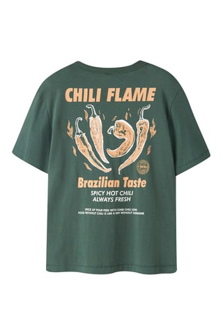 T-shirt regular em algodão biológico  -  Caqui