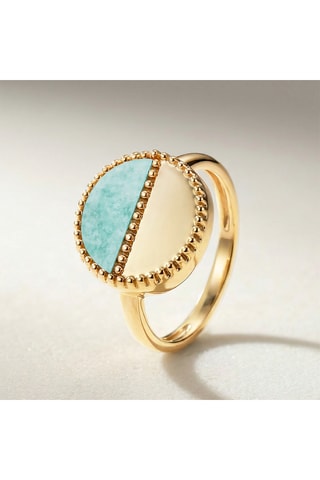 Anel folheado a ouro fino amarelo Mezzo - Amazonite